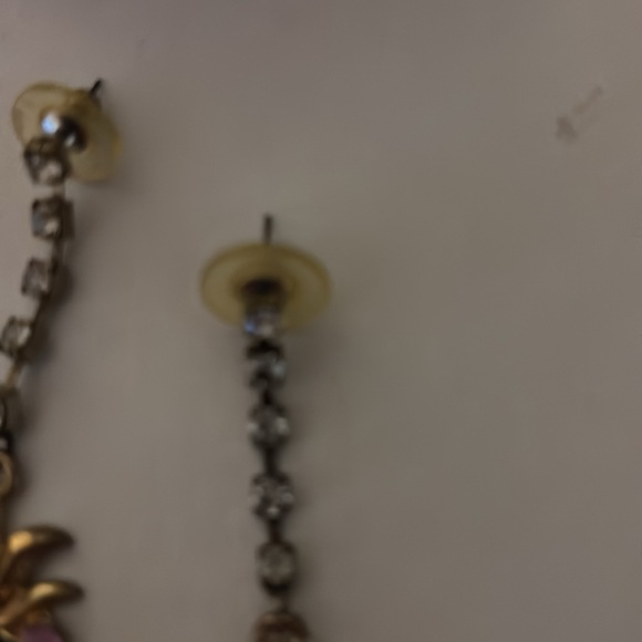 Betsey Johnson Enameled Heart Earrings w/Rhinestones - Picture 4 of 4